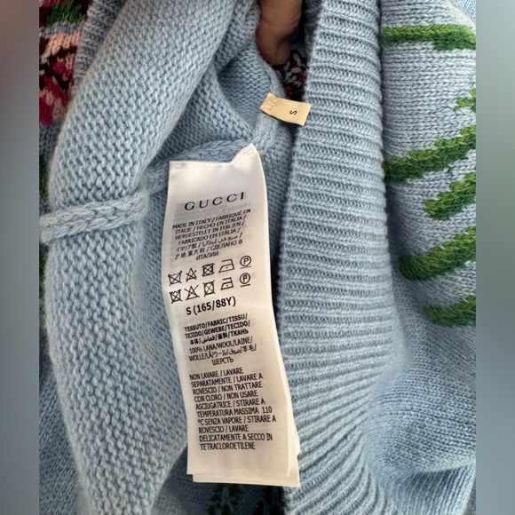 Gucci light blue Intarsia puff sleeve wool sweater - Picture 10 of 10